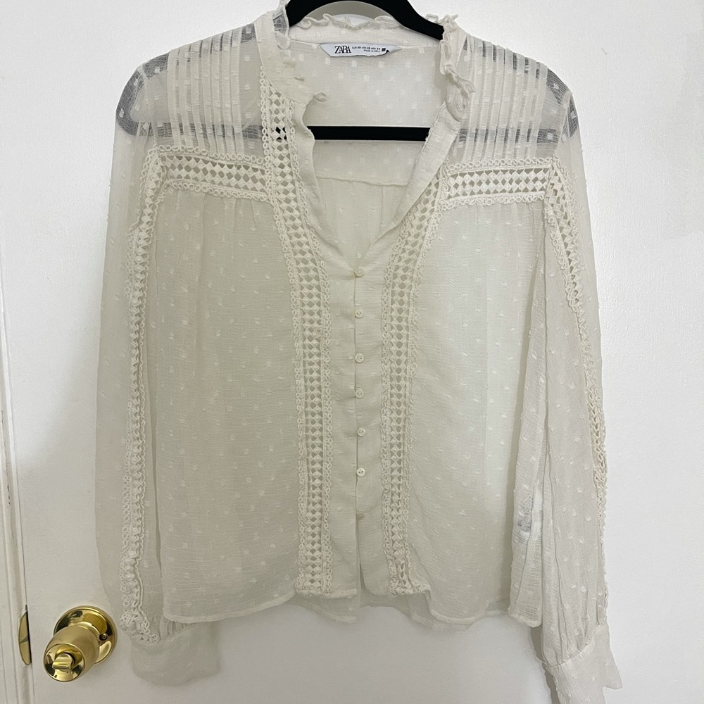 Zara Dobby Sheer Blouse